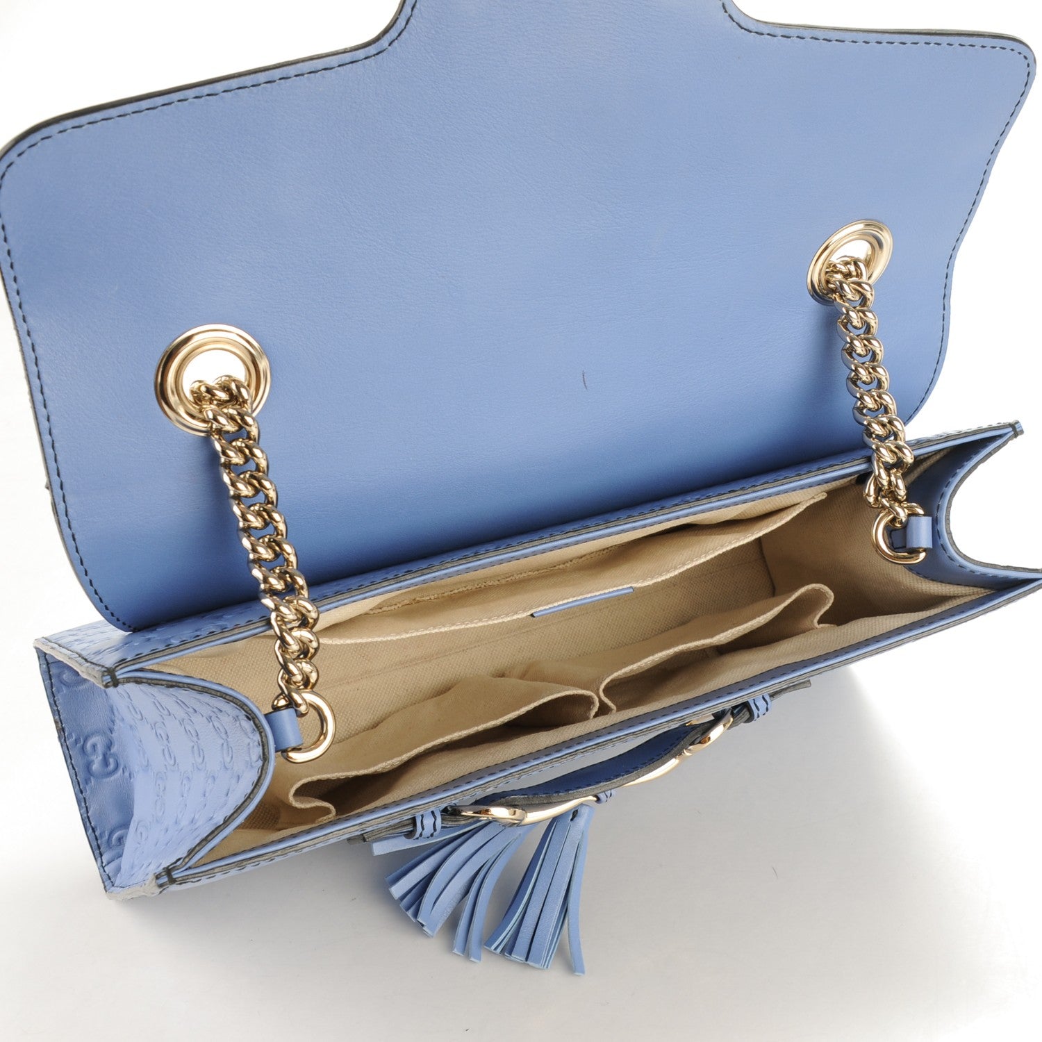 Gucci Soft Guccissima Medium Emily Chain Shoulder Bag Mineral Blue 5 of 8