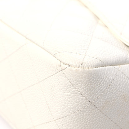 Chanel Caviar Quilted Jumbo Single Flap White 9 of 18