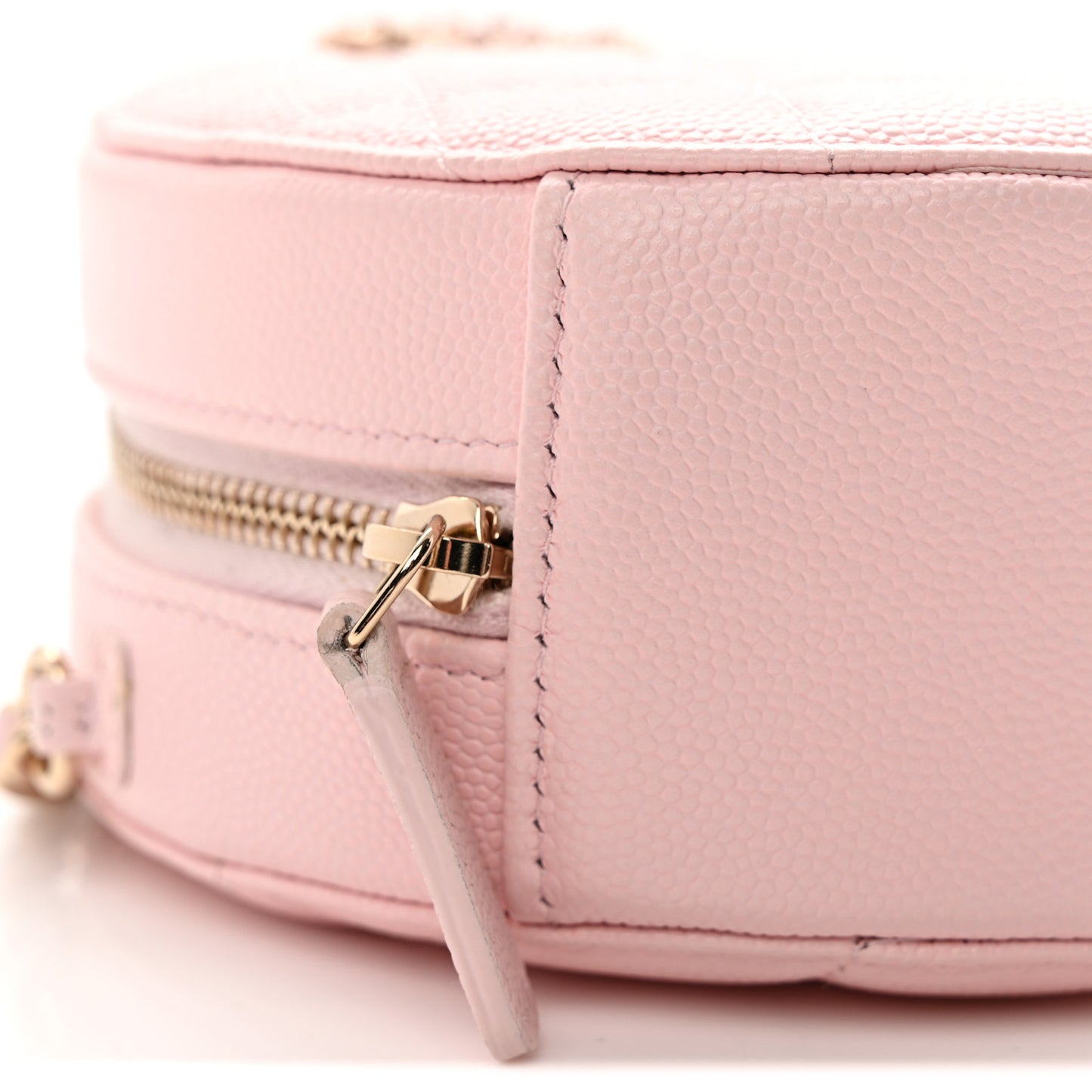 Caviar Quilted Crystal CC Round Clutch With Chain  Pink