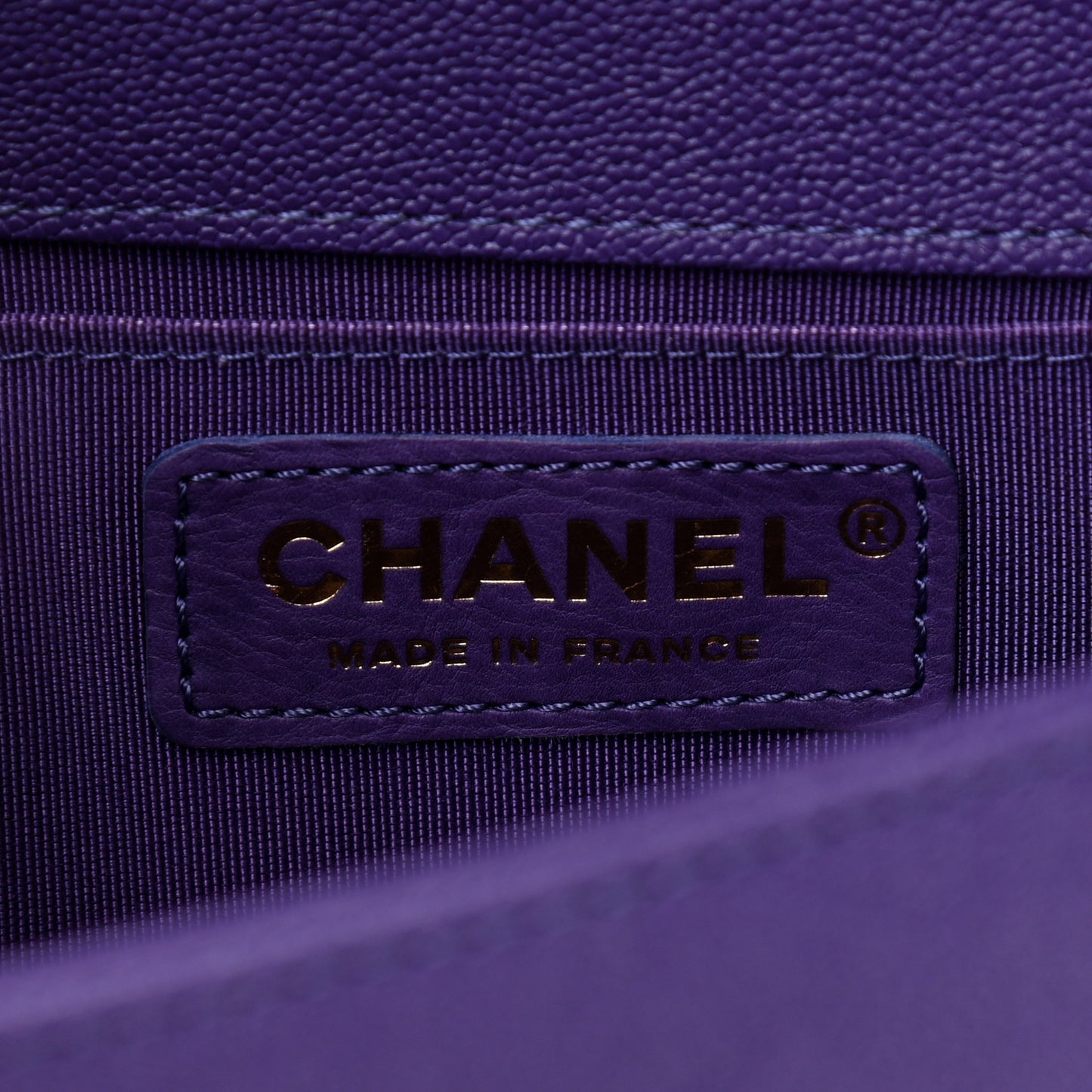 Caviar Chevron Quilted Small Boy Flap Purple