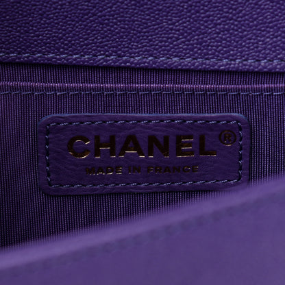Chanel Caviar Chevron Quilted Small Boy Flap Purple 6 of 11