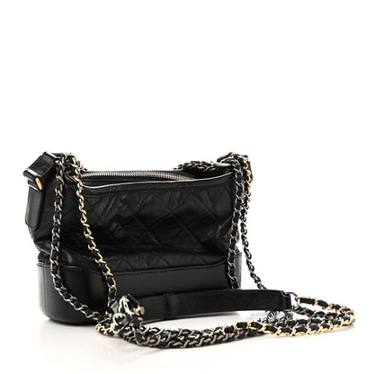 Chanel Aged Calfskin Quilted Charms Small Gabrielle Hobo Black 3 of 10