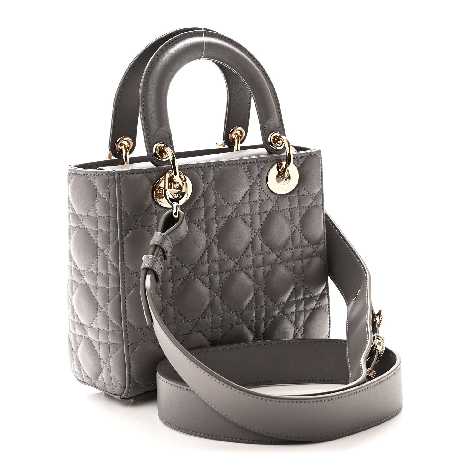 Christian Dior Lambskin Cannage Small My ABCDior Lady Dior Grey 3 of 10