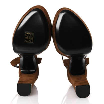 Saint Laurent Suede Jodie 95 Tanouk Platform Sandals 36.5 Land 7 of 12