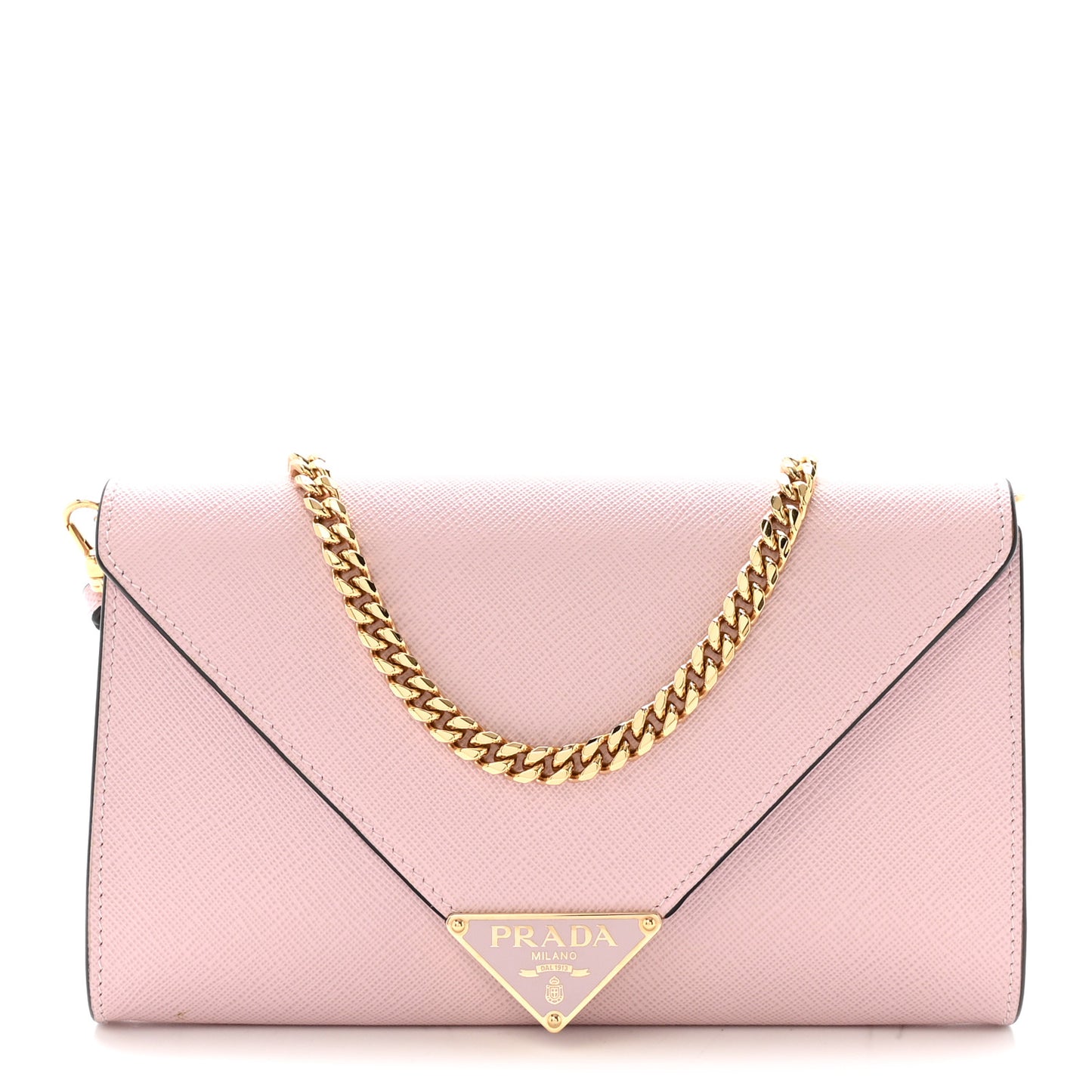 Saffiano Metal Envelope Clutch Pink