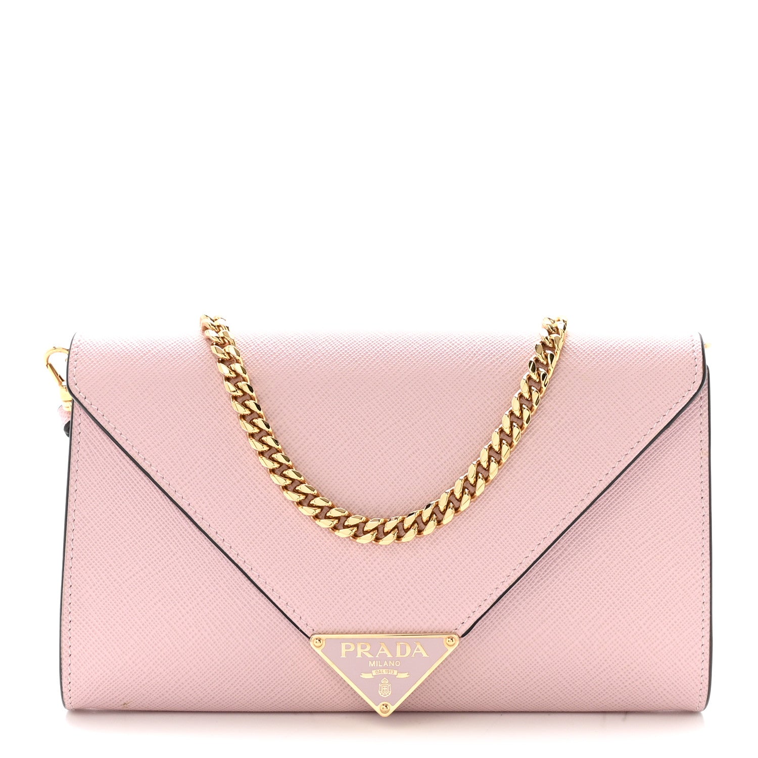 Prada Saffiano Metal Envelope Clutch Pink 1 of 10