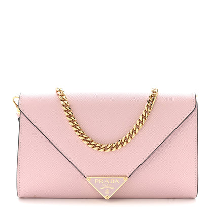 Prada Saffiano Metal Envelope Clutch Pink 1 of 10
