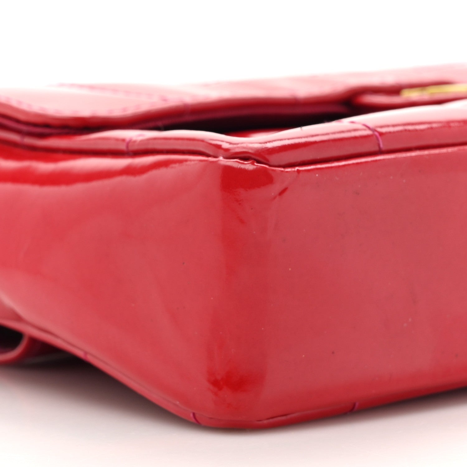 Chanel Patent Square Quilted Extra Mini Convertible Flap Belt Bag Red 10 of 14