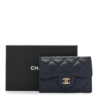 Chanel Caviar Quilted Flap Card Holder Wallet Navy 10 of 10