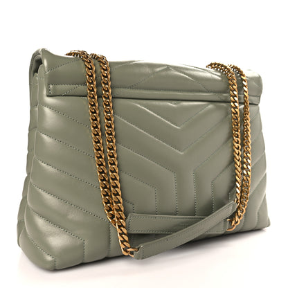 Saint Laurent Calfskin Y Quilted Monogram Medium Loulou Chain Satchel Light Sage 3 of 9