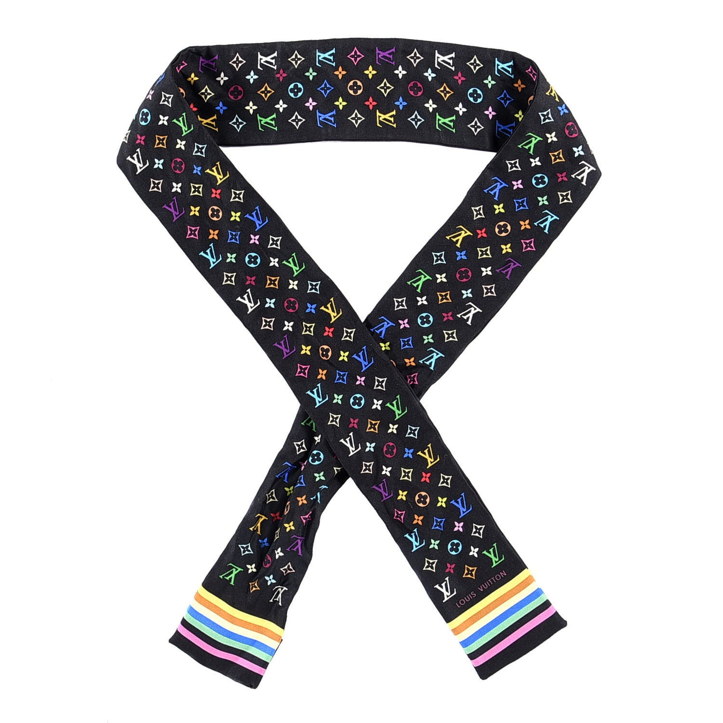 Silk Monogram Multicolor Bandeau Black