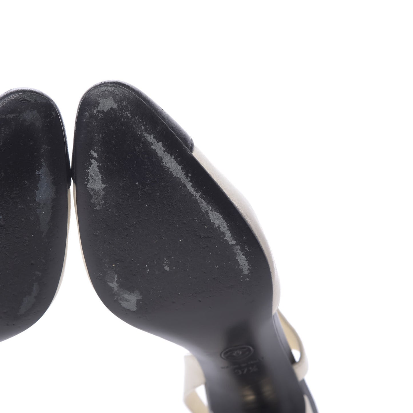 Calfskin Pearl Cap Toe CC Slingback Pumps 37.5 Ivory Black