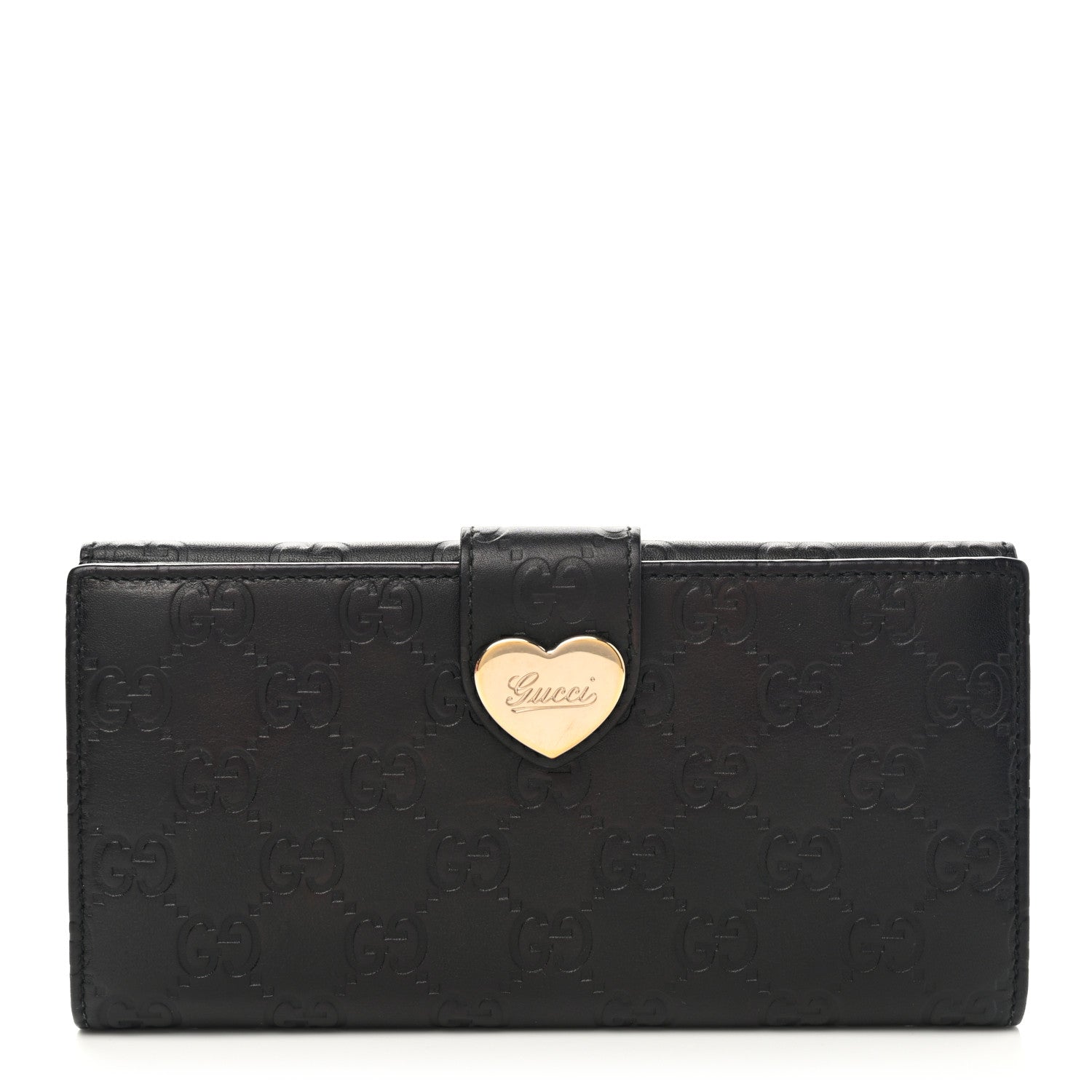 Gucci Guccissima Heart Continental Wallet Black 1 of 9