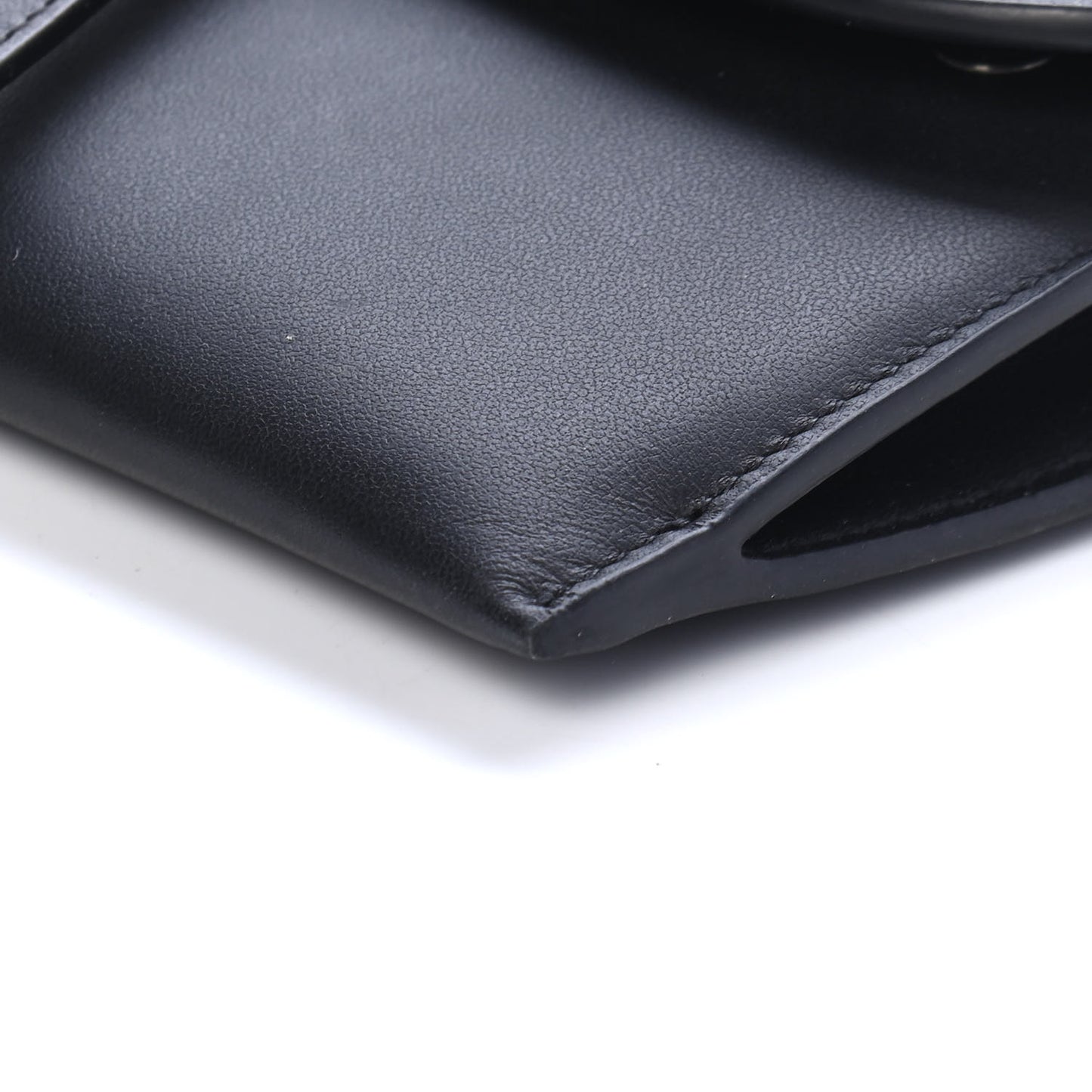 Ultra Matte Calfskin Saddle Chain Wallet Pouch Black