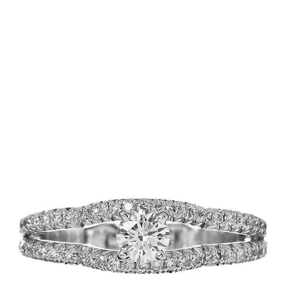 Chanel 18K White Gold Diamond .30ct Camellia Engagement Ring 55 7.25 1 of 5