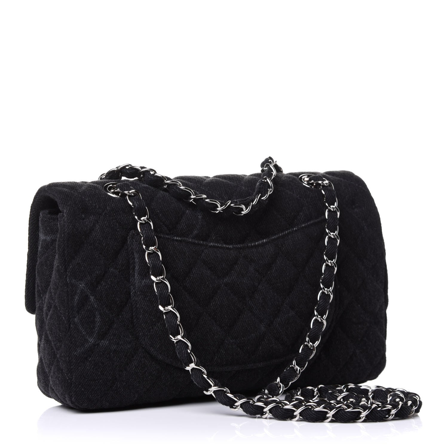 Chanel Denim Quilted CC Print Medium Single Flap Black 3 of 9
