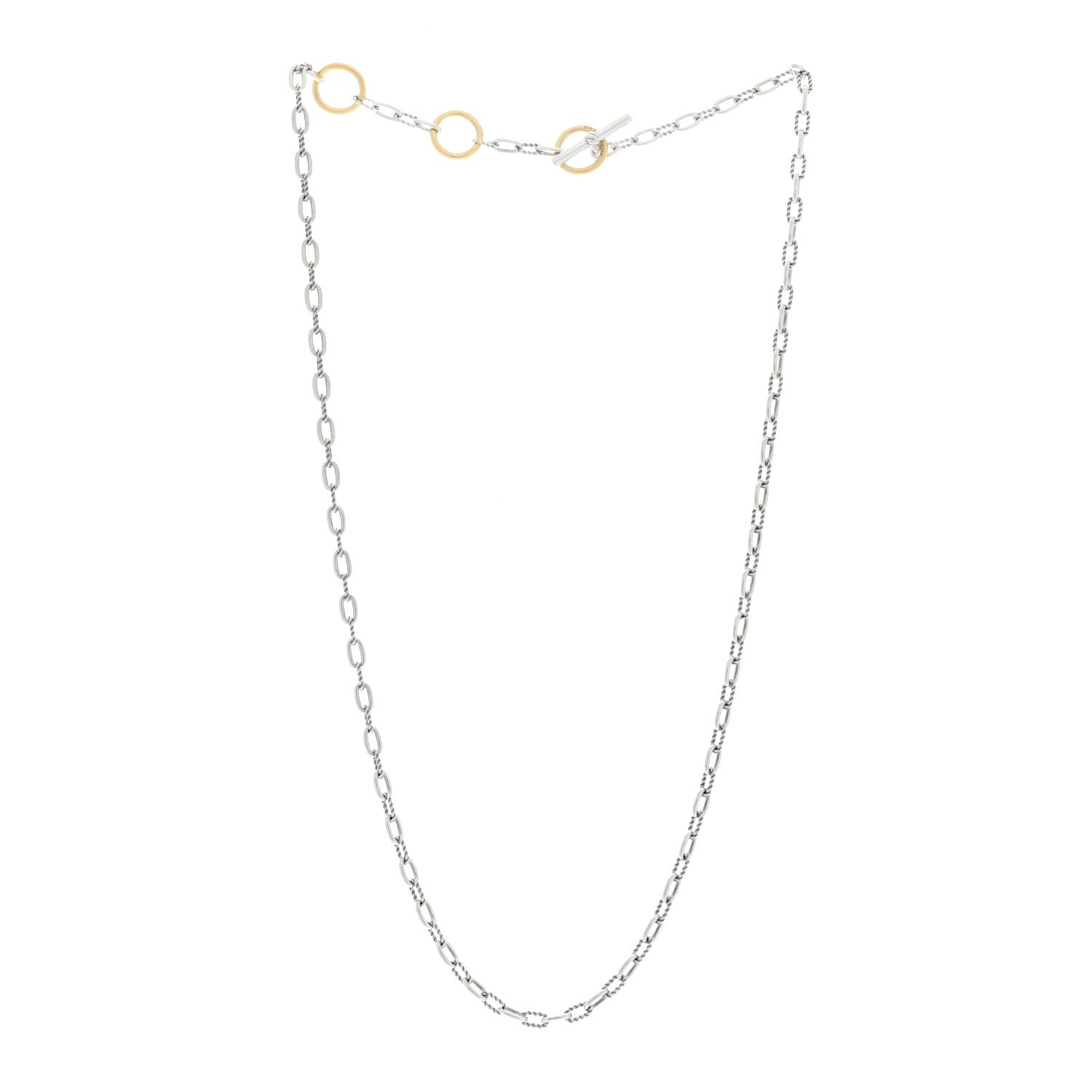 David Yurman Sterling Silver 18K Yellow Gold Madison Three Ring Chain Necklace 2 of 3