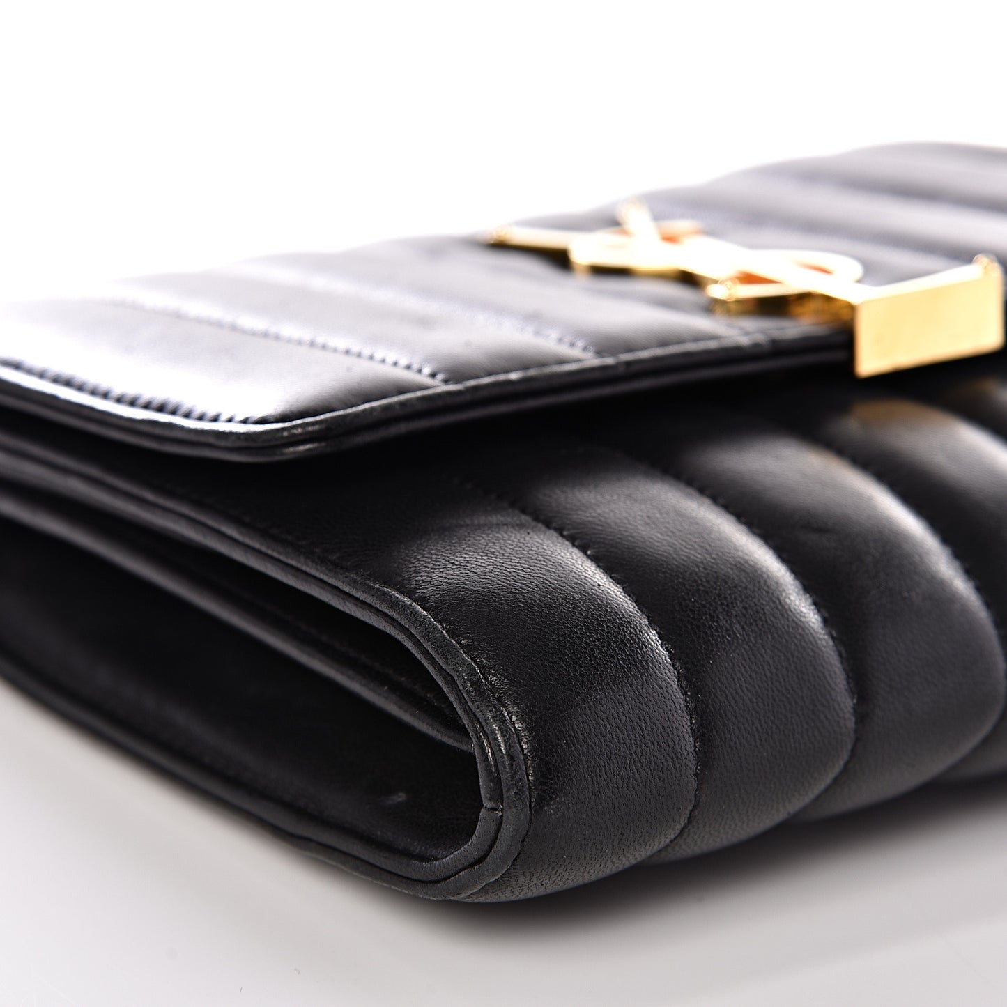 Lambskin Matelasse Monogram Vicky Chain Wallet Black