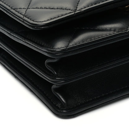 Chanel Lambskin Enamel Quilted Pending CC Clutch With Chain Black 9 of 10