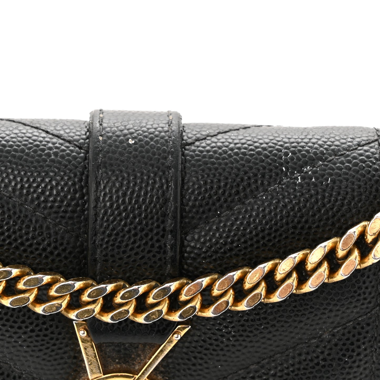 Grain De Poudre Mixed Matelasse Triquilt Monogram Chain Wallet Black