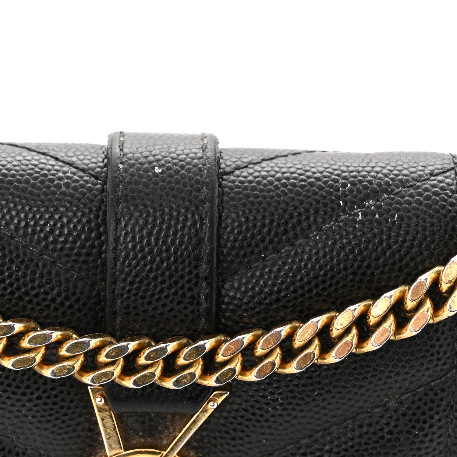 Saint Laurent Grain De Poudre Mixed Matelasse Triquilt Monogram Chain Wallet Black 16 of 16