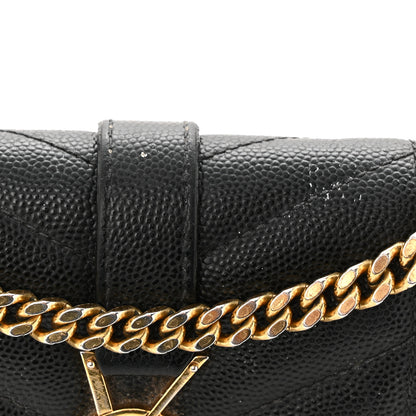 Saint Laurent Grain De Poudre Mixed Matelasse Triquilt Monogram Chain Wallet Black 16 of 16