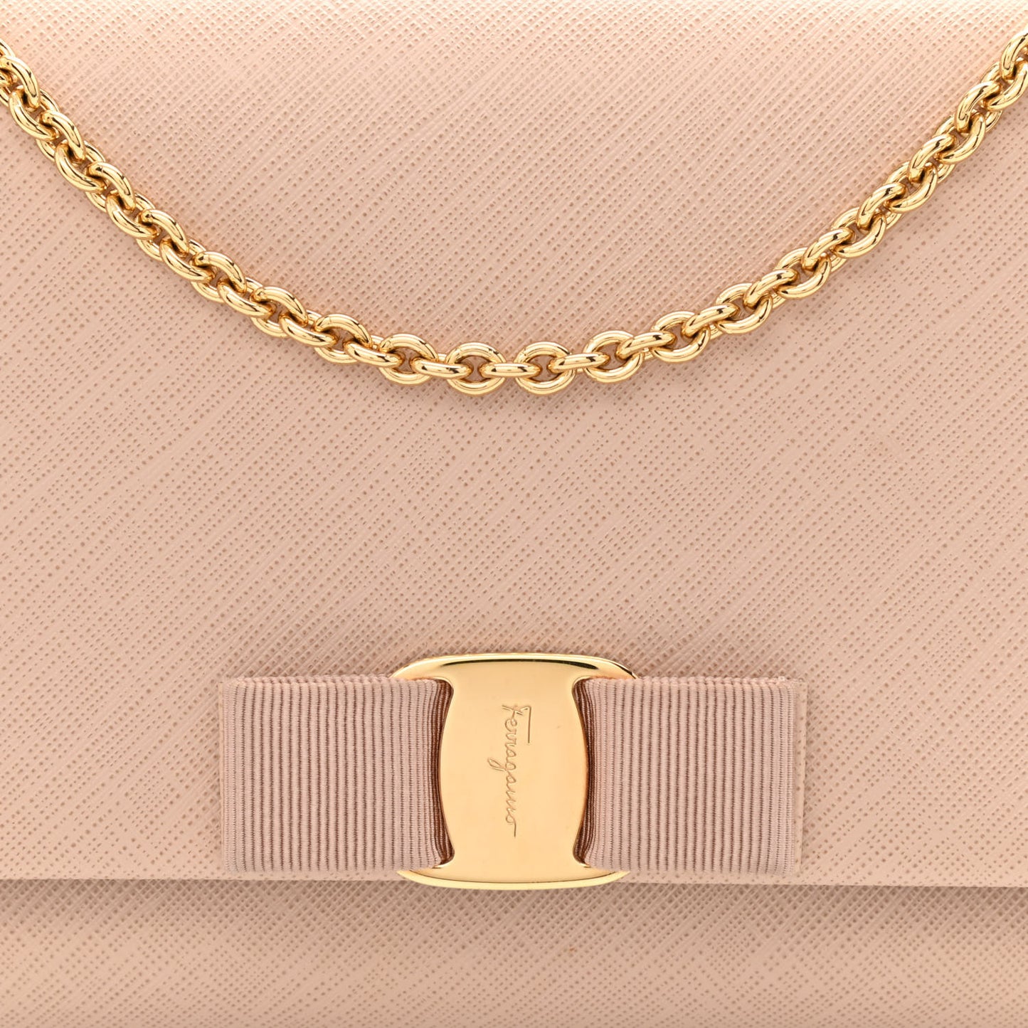 Hammered Calfskin Mini Miss Vara Bow Chain Bag New Bisque