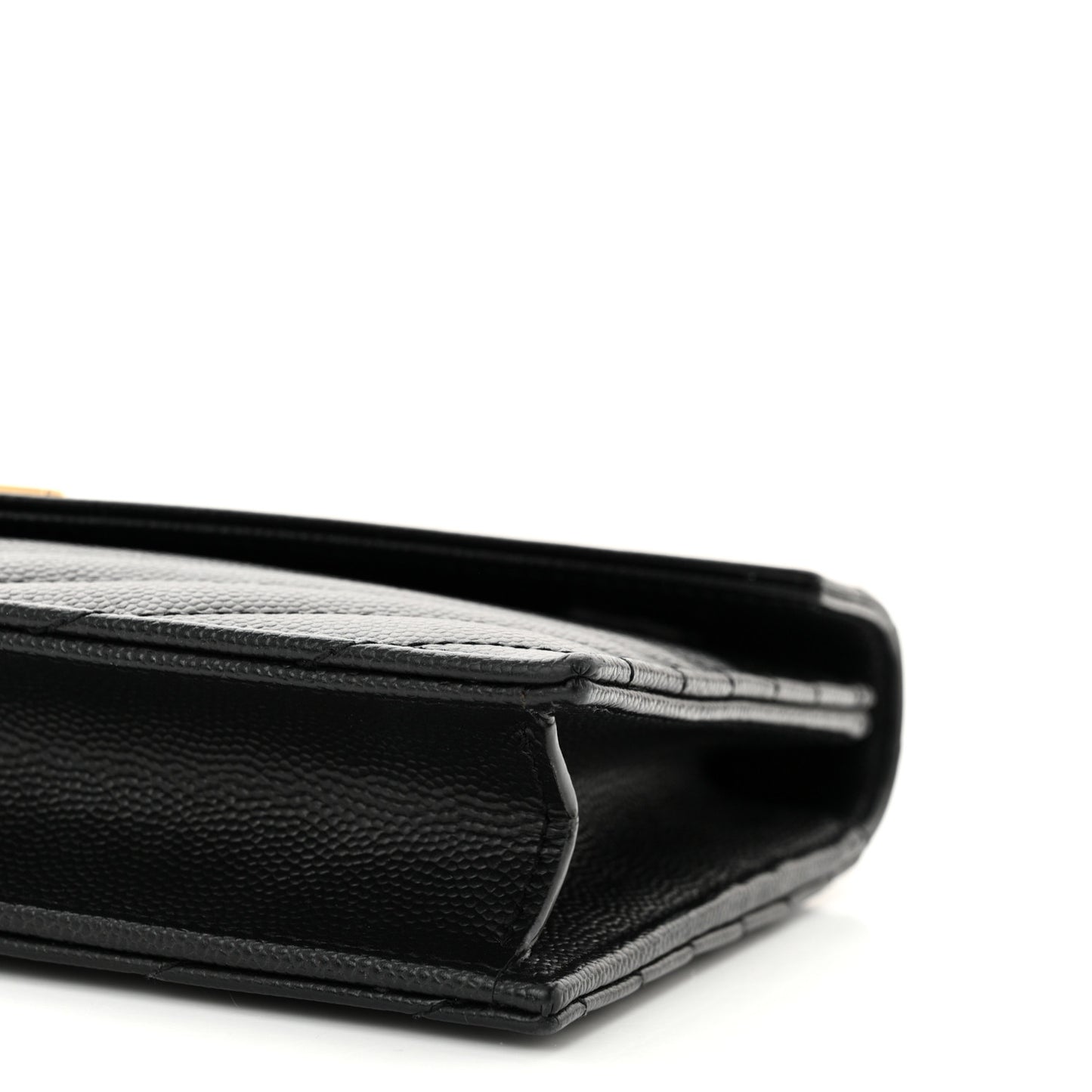 Grain De Poudre Matelasse Chevron Monogram Envelope Chain Wallet Black