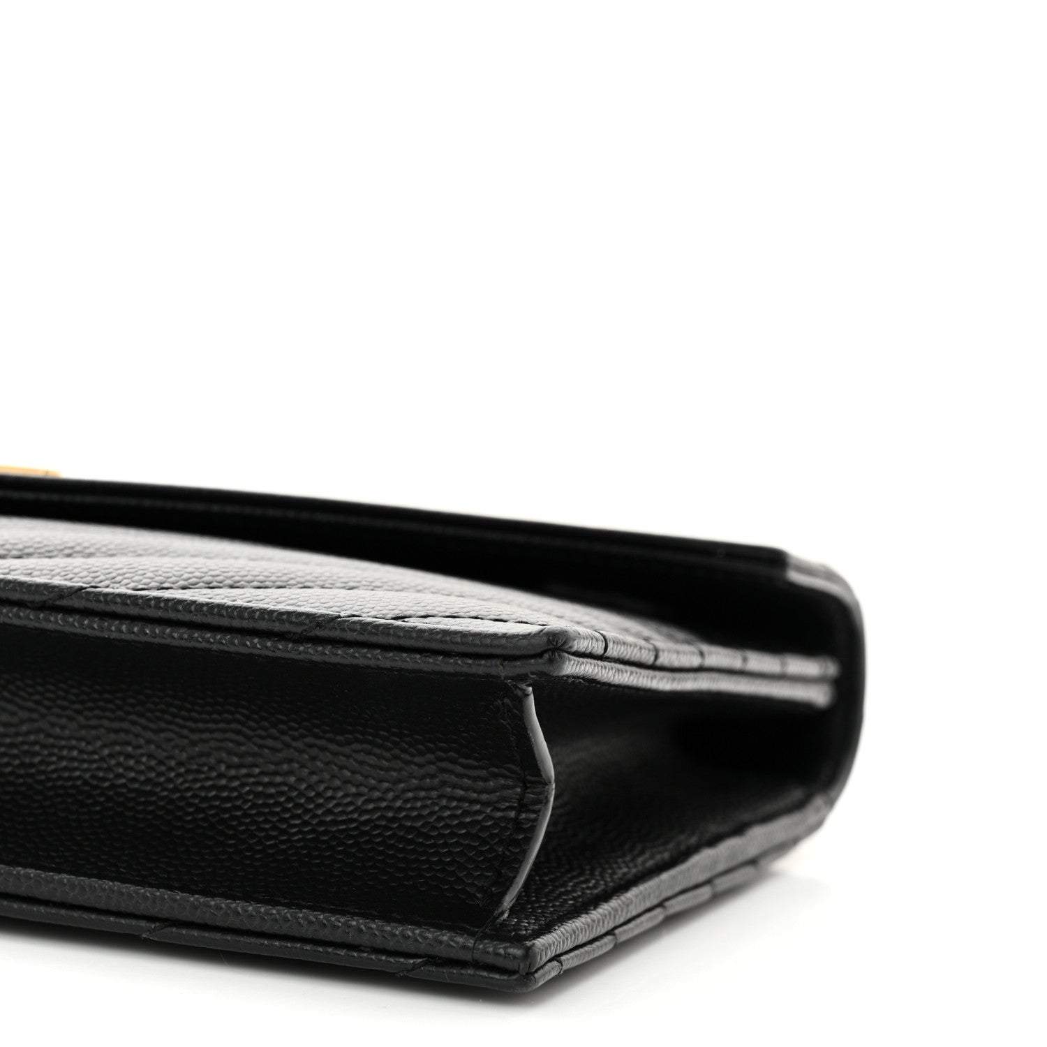 Saint Laurent Grain De Poudre Matelasse Chevron Monogram Envelope Chain Wallet Black 10 of 11