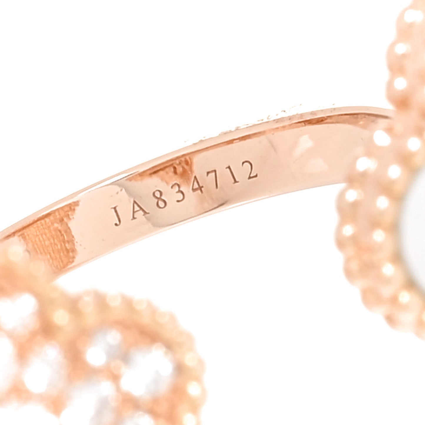 18K Rose Gold Diamond Mother of Pearl Lucky Butterfly Between The Finger Ring 10 62