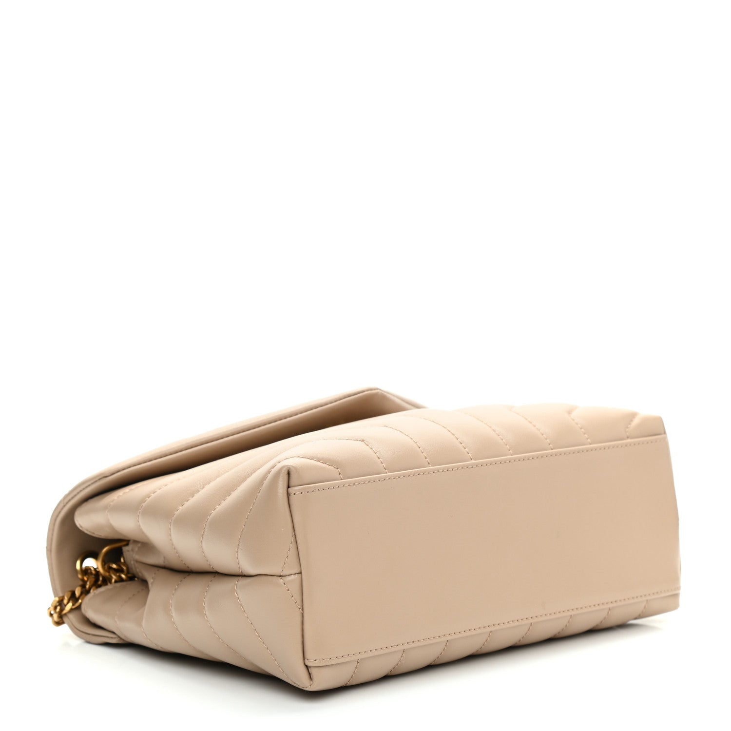 Saint Laurent Calfskin Y Quilted Monogram Small Loulou Chain Satchel Dark Beige 3 of 8