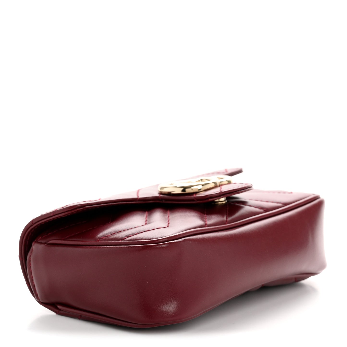 Calfskin Matelasse Super Mini GG Marmont Shoulder Bag Rosso Ancora