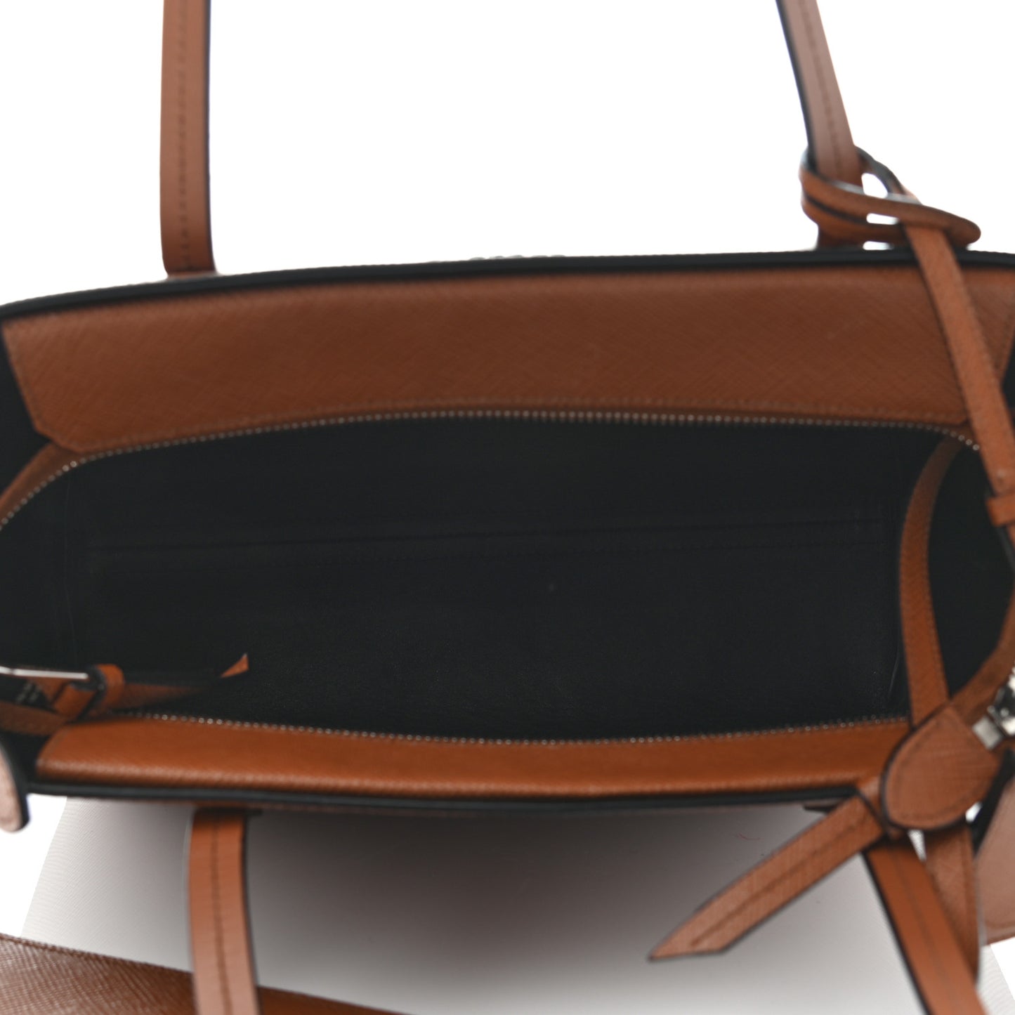 Saffiano Cuir Shopping Tote Cognac Black