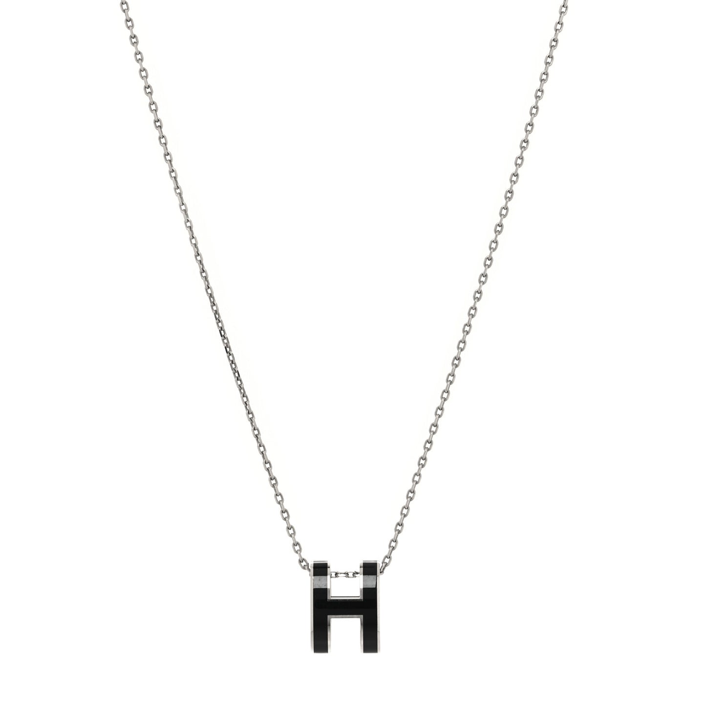 Lacquered Palladium Pop H Pendant Necklace Black