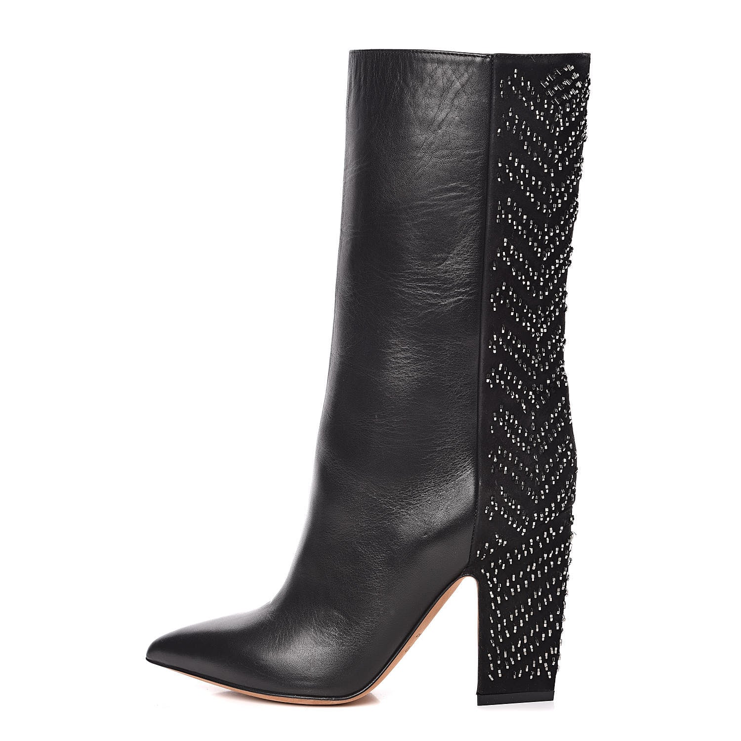 Valentino Garavani Nappa Suede Beaded Boots 36.5 Black 1 of 10
