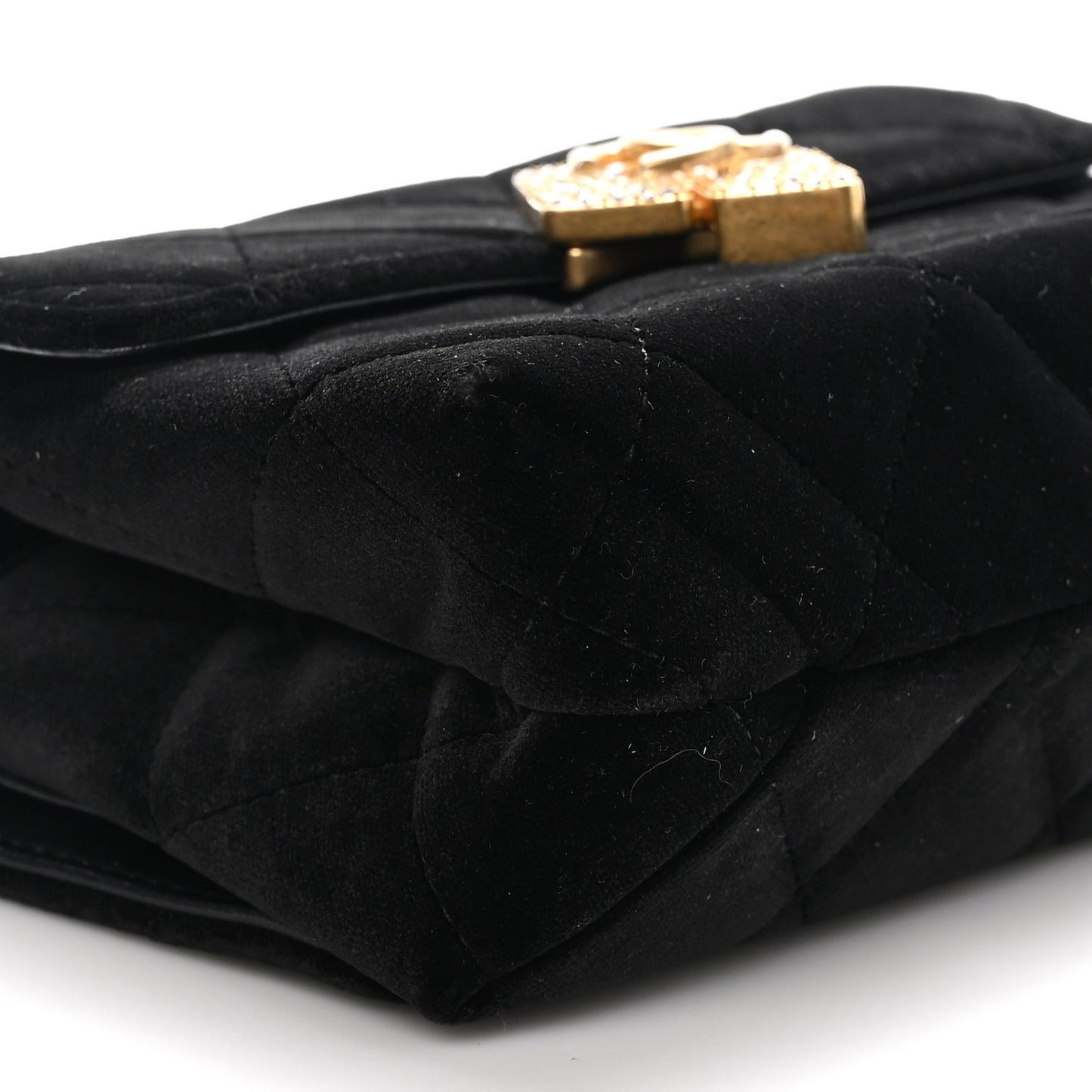 Velvet Strass Diamond Lock Flap Black