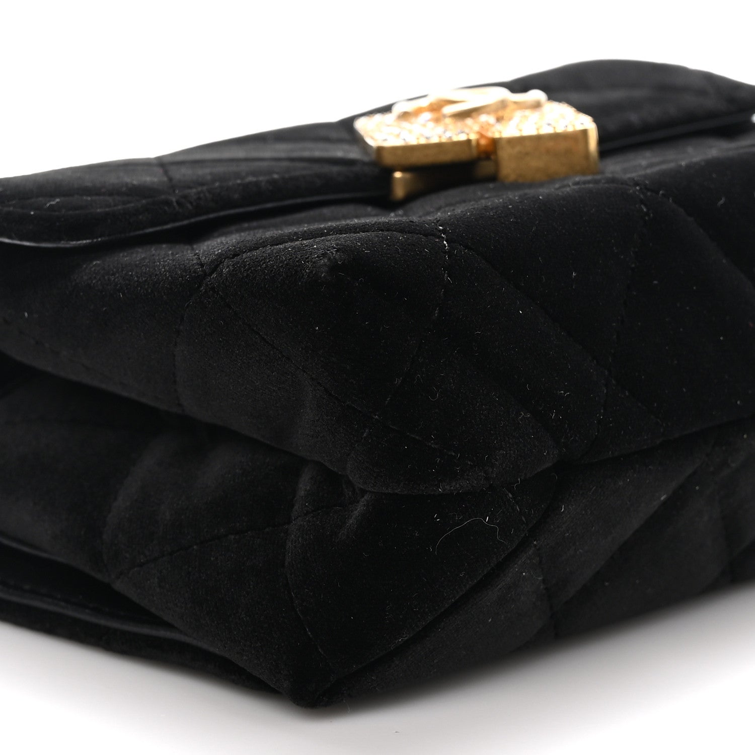 Chanel Velvet Strass Diamond Lock Flap Black 9 of 10