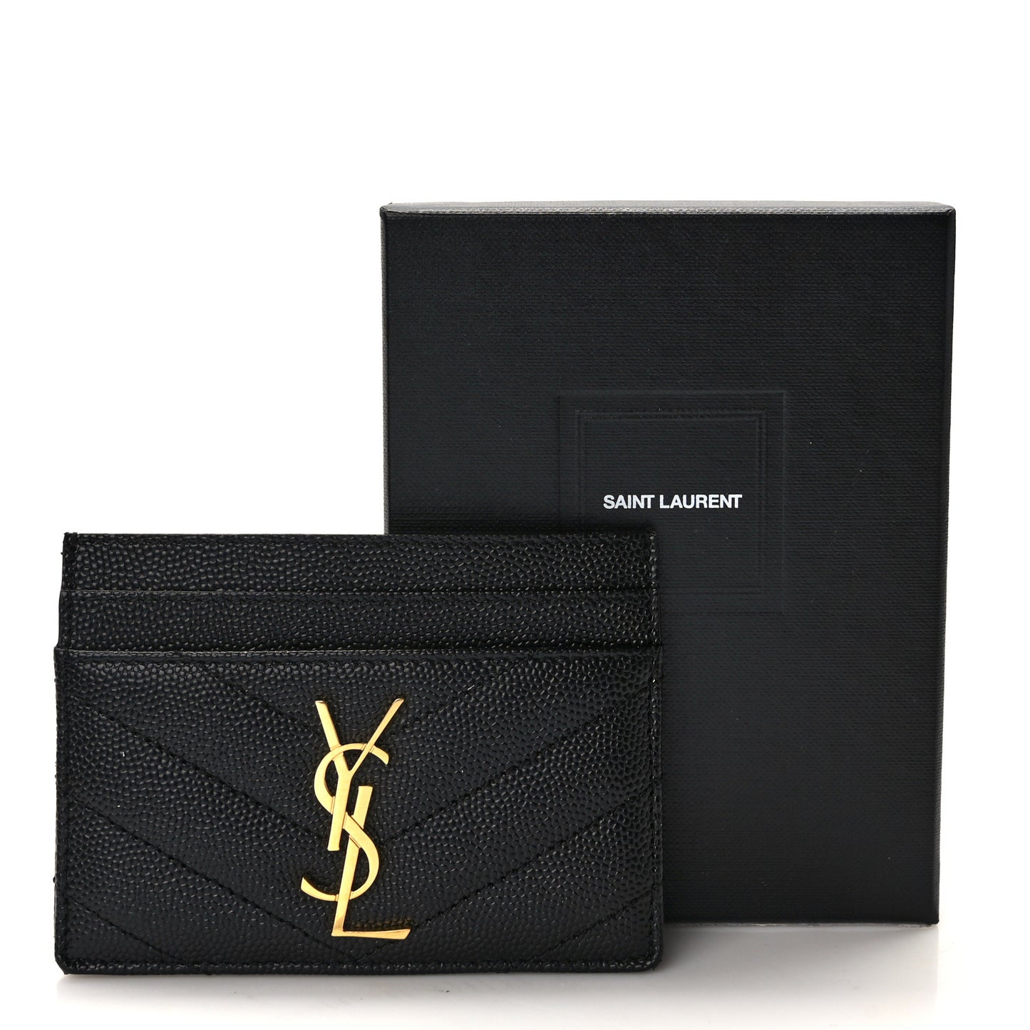 Grain De Poudre Matelasse Chevron Monogram Credit Card Case Black