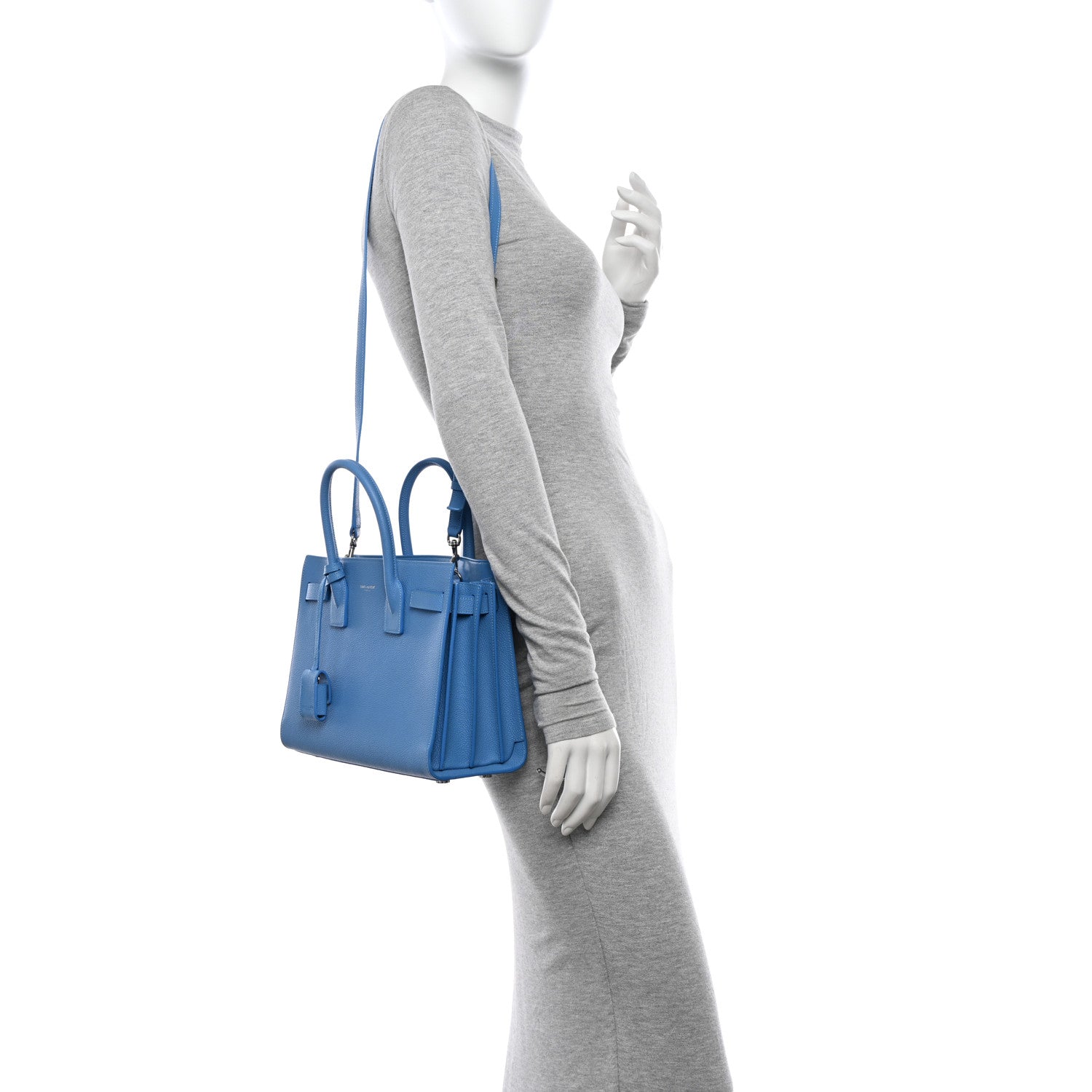 Saint Laurent Grained Calfskin Baby Sac De Jour Blue Clair 3 of 16