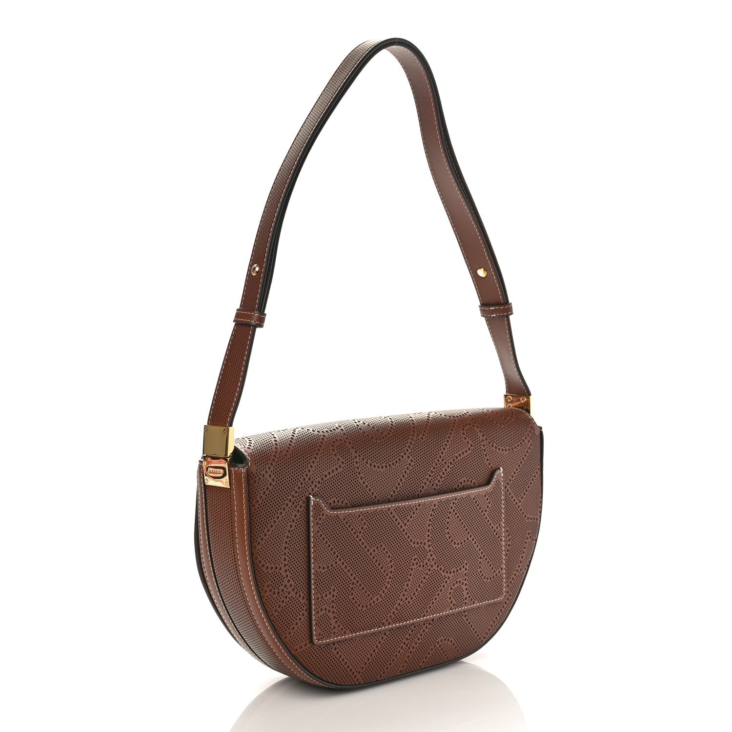 Burberry Calfskin Perforated Medium TB Olympia Shoulder Bag Tan 3 of 8