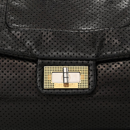 Chanel Calfskin Perforated Large Drill Accordion Flap Black 8 of 10