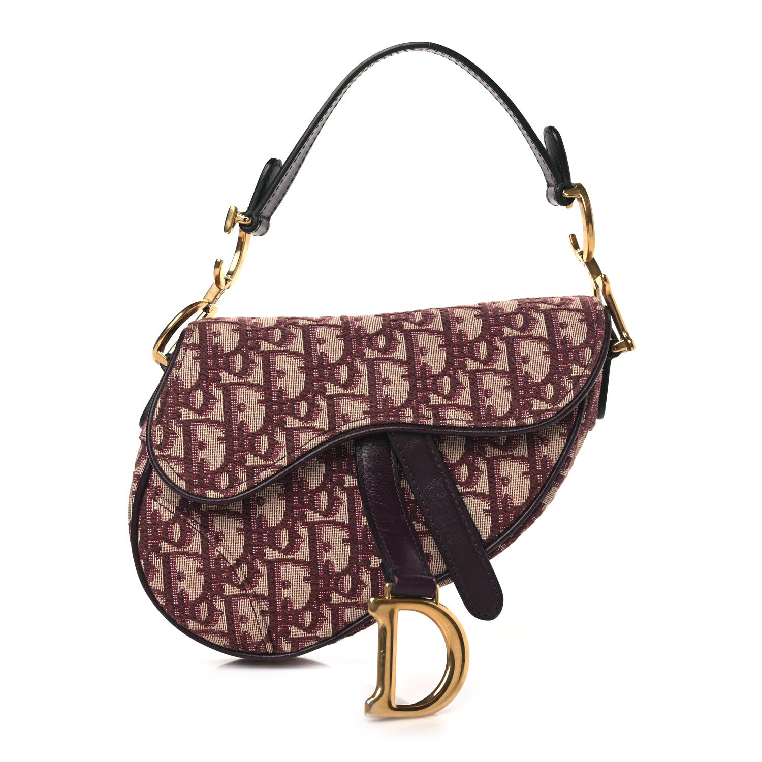 Christian Dior Oblique Mini Saddle Bag Burgundy 1 of 10