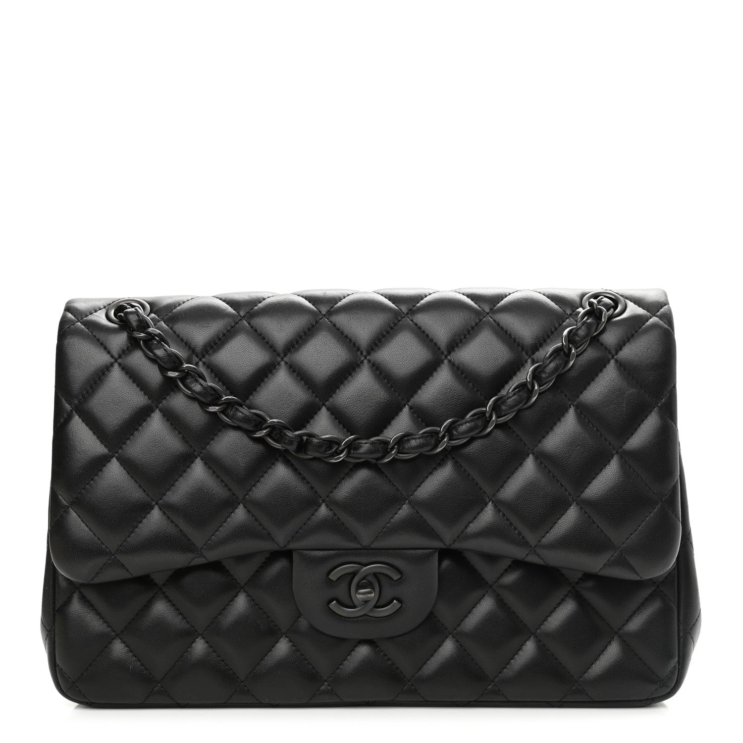 Chanel Lambskin Quilted Jumbo Double Flap So Black 1 of 12