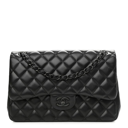 Chanel Lambskin Quilted Jumbo Double Flap So Black 1 of 12