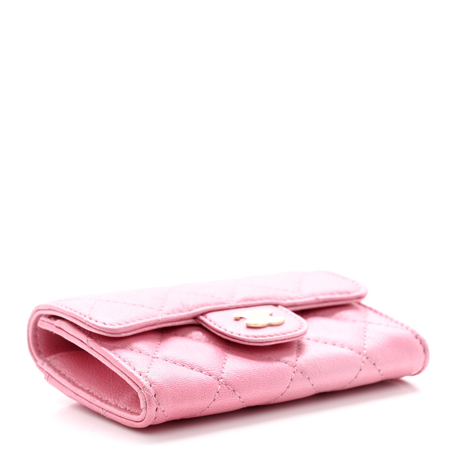 Chanel Cloudy Pearly Goatskin Quilted Flap Card Holder Wallet Pink 4 of 10