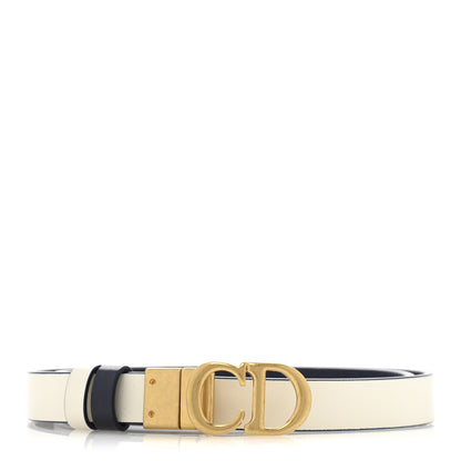 Christian Dior Calfskin Saddle Belt White Navy 1 of 6