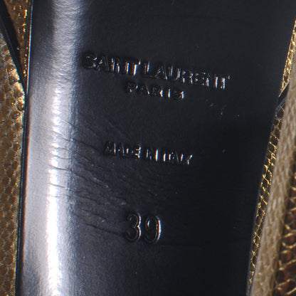 Saint Laurent Metallic Janis Mary Jane Pumps Heels 39 Gold Vermeil 6 of 8