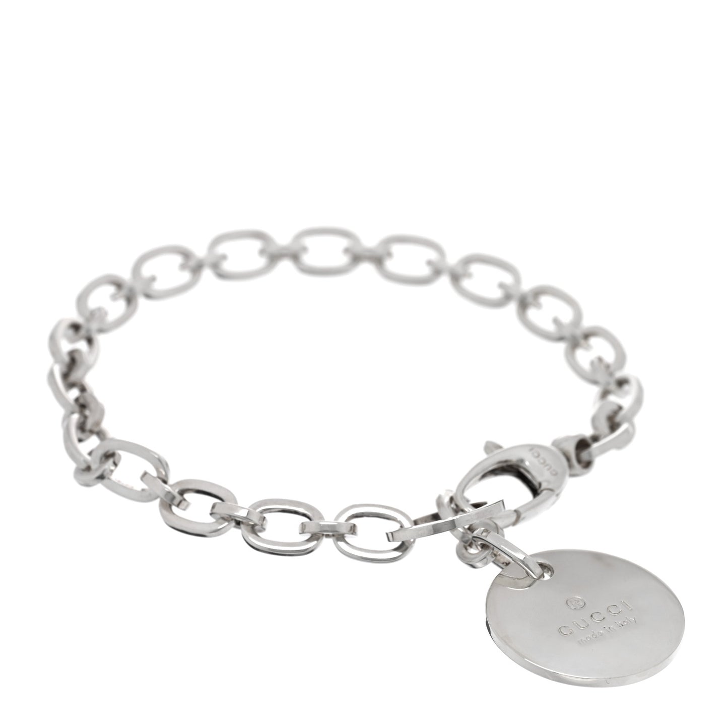 Sterling Silver Link Round Charm Bracelet