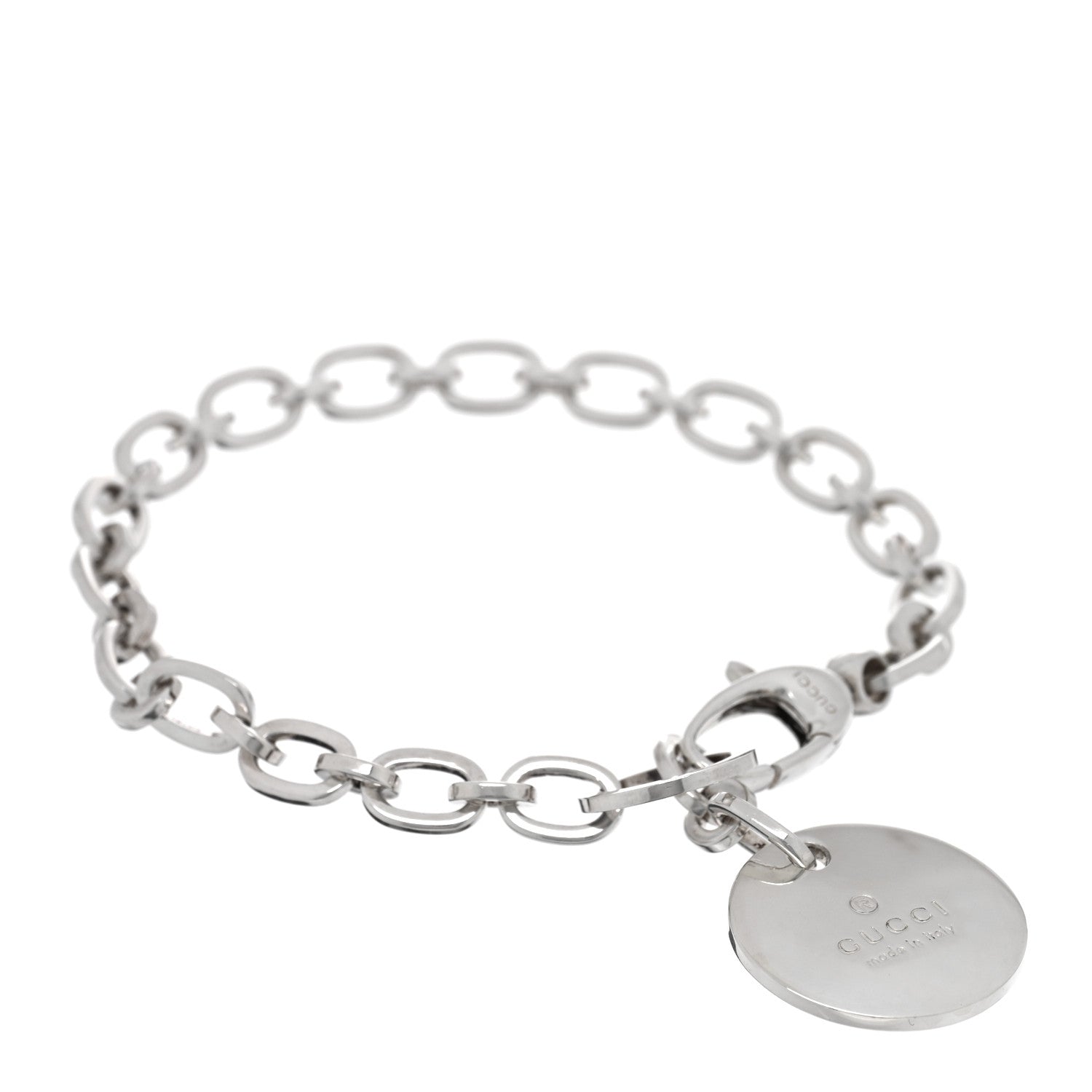 Gucci Sterling Silver Link Round Charm Bracelet 1 of 3