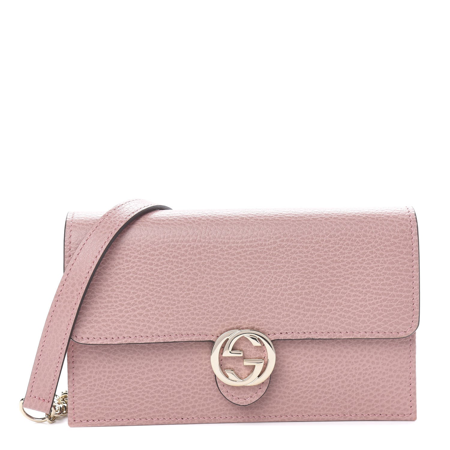 Gucci Dollar Calfskin Interlocking G Chain Wallet Soft Pink 1 of 11